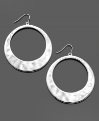 Chic, shiny and oh-so-trendy. You'll love these versatile hoop earrings by Lauren by Ralph Lauren, crafted in silvertone mixed metal. Approximate diameter: 3/4 inch.