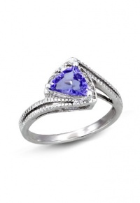 Effy Jewlery 14K White Gold Tanzanite and Diamond Ring, .87 TCW Ring size 7