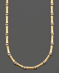 Simple style with a touch of the exotic. This bamboo necklace is crafted in 14k gold and sterling silver over sterling silver. Approximate length: 16 inches.