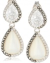 Judith Jack Amor Sterling Silver, Marcasite, Cubic Zirconia and Pearl Drop Earrings