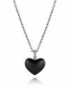 A polished black onyx heart pendant is unexpectedly romantic on PANDORA's sterling silver chain necklace.