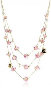 Betsey Johnson Tzarina Princess Pink Flower Bead Multi-Row Necklace