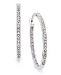 A stunning display. These hoop earrings are adorned with round-cut diamonds (1/2 ct. t.w.) for a look that exudes elegance. Approximate diameter: 1 inch.