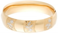 14k Yellow Gold Filled Sterling Silver Etched Flower Design Bracelet