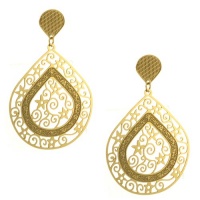 2.5 Inch Stunning Stainless Steel Gold Plated Chandelier Earrings 2.5