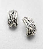 From the Crossover Collection. A simple, yet iconic design of cables in a wrapped crossover style. Sterling silverLength, about .88 tcwPost backImported