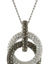 Judith Jack Sterling Silver Marcasite and Crystal Pave Knot Pendant Necklace, 16