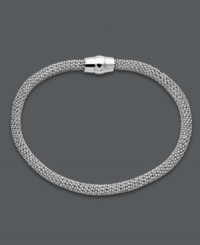 Love to layer? Studio Silver's chic mesh bracelet works wardrobe magic. Crafted in sterling silver, this contemporary style looks marvelous alone, or paired with your favorite bracelets and bangles. Approximate length: 7-1/2 inches.