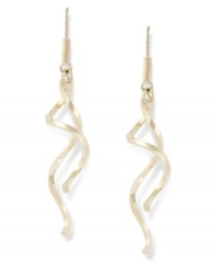 Perfect pirouettes. This glamorous pair of earrings feature double twisting drops in 14k gold with a french wire backing. Approximate drop: 1-7/8 inches.