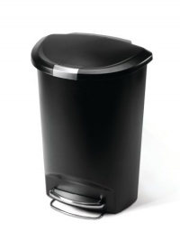 simplehuman 50L-Liter / 13-Gallon Semi-Round Step Trash Can, Black Plastic