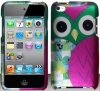 Cute Patchwork Owl Hard Snap on Case Cover Faceplate Protector for Apple Ipod Touch 4 4th Generation , Free Texi Gift Box