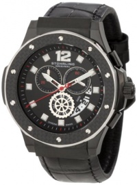 Stuhrling Original Men's 160F2.33551 Apocalypse Trinity Chronograph Black Ion-Plated Leather Watch