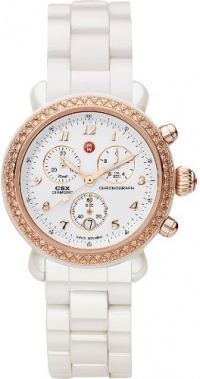 Michele Woman's MWW03N000004 CSX Ceramic White Diamond Rose Gold Watch