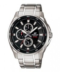 Men's Stainless Steel Edifice Day Date Black Dial