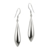 Sterling Silver High Polished Elongated Oval Puff Drop French Wire Earrings