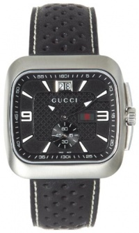 Gucci Men's YA131302 Gucci Coupé Black Leather Watch