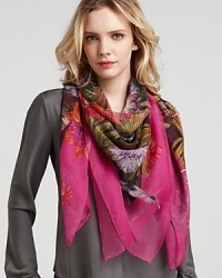 Salvatore Ferragamo Silk Armony Floral Scarf