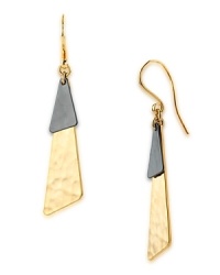 Robert Lee Morris Soho is known for its for high-impact, sculptural jewelry, and this pair of geometric drop earrings encapsulates the look, crafted of a mix of plated metals.