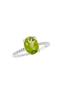 Effy Jewlery 14K White Gold Peridot and Diamond Ring, 1.61 TCW Ring size 7