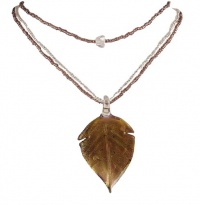 Necklace - N149 - Murano Style - Leaf 3-Strand ~ Lt. Amethyst & Gold