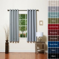 Grey Grommet Top Thermal Insulated Blackout Curtain 63 Length 1 Pair - GT