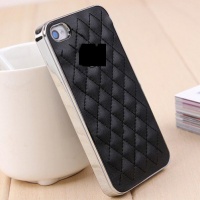 BLACK Sheepskin leather Chrome Frame Back case For iPhone 5 5G