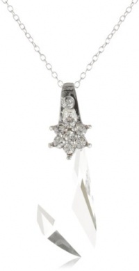 Sterling Silver Made with Swarovski Crystal Faceted Wing Shaped Pendant Necklace, 18