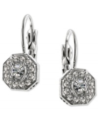 Catch some looks. 2028's stunning drop earrings highlight round-cut glass crystals set in silver tone mixed metal. Approximate drop: 1/2 inch. Approximate diameter: 1/2 inch.