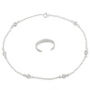 Sterling Silver Cubic Zirconia Toe Ring and Chain Anklet with Cubic Zirconia Stations, 10