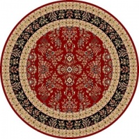 Safavieh LNH331B Lyndhurst Collection Red and Black Round Area Rug, 5-Feet 3-Inch