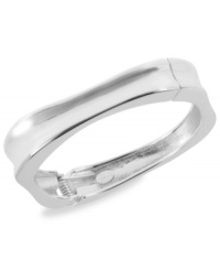 Shaping up quite nicely, Robert Lee Morris offers this square hinged bangle. Crafted from silver-tone mixed metal, the bracelet also features a concave design for added flair. Approximate diameter: 2-1/4 inches.