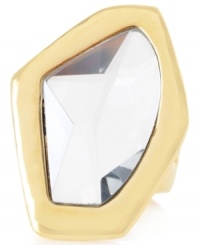 Shapely chic. This geometric ring from Robert Lee Morris is crafted from gold-tone mixed metal with a glaass stone at the center providing a glistening touch. Size 7-1/2.