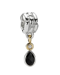 A classically elegant PANDORA charm, this dainty dangler features a faceted onyx stone and bezel-set diamond in 14K gold.