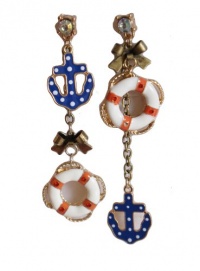 Mismatch Sailor Anchor Blue&white Drop Earrings