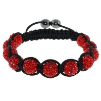 Fully Iced Out Hip Hop Pave 10mm Red Disco Ball Adjustable Bracelet