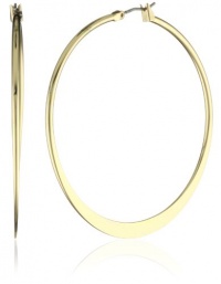 Betsey Johnson Gold-Tone Knife-Edge Medium Hoop Earrings