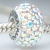 1 Sterling Silver Pandora Style & Inspired Swarovski Crystal AB Charm (Authentic 925 silver)