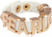 BCBGeneration White Canvas and Rose Gold Fearless Affirmation Bracelet