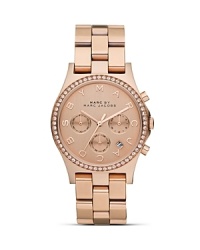 In this season's must-have metal, MARC BY MARC JACOBS' rose-gold plated chronograph is a covet-worthy upgrade. And with a touch of glitz, this piece is perfect for round-the-clock wear.