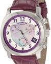 Stuhrling Original Women's 246.1115Q78 Vogue Audrey Fiorenza Swiss Quartz Chronograph Swarovski Crystal Mother-Of-Pearl Day and Date Purple Watch