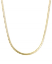 Indulge in an extra layer of luxury. Necklace features a flat herringbone chain crafted in 14k gold. Approximate length: 18 inches.