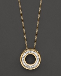 A dazzling circle of diamond baguettes, set in gleaming 14K yellow gold.