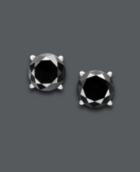 Precision style in a bold, new color! Diamonds take an edgy turn in this statement-making shade. Round-cut black diamonds (8 ct. t.w.) stand out against a polished, 14k white gold post setting. Approximate diameter: 8-6/10 to 9-2/10 mm.