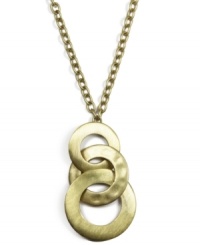 Keep it fresh. Modern Y necklace from Jones New York features hammered-texture loops in gold-plated mixed metal. Approximate length: 18 inches. Approximate drop: 2 inches.