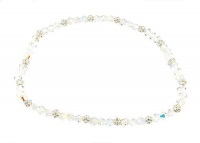 Anklet - A61 - Stretch - Crystal and Heishi Beads ~ Clear AB (Iridescent)