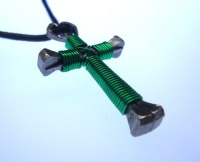 Green Horseshoe Nail Cross Necklace