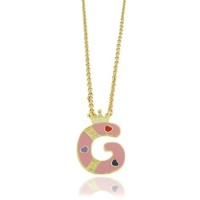 Lily Nily 18K Gold Overlay Pink Enamel Children's Initial Pendant G