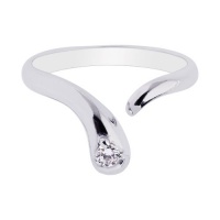 Sterling Silver Modern CZ Bypass Adjustable Toe Ring - JewelryWeb