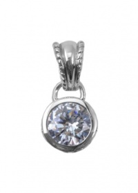 Barse Sterling Silver Faceted Round Clear Crystal Pendant