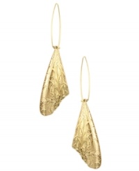 Set the style bar sky high. RACHEL Rachel Roy's pretty dragonfly wing earrings feature an intricate textured surface and gold tone mixed metal setting. Approximate drop: 4 inches.